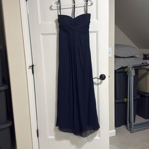 bill levkoff navy chiffon bridesmaid dress